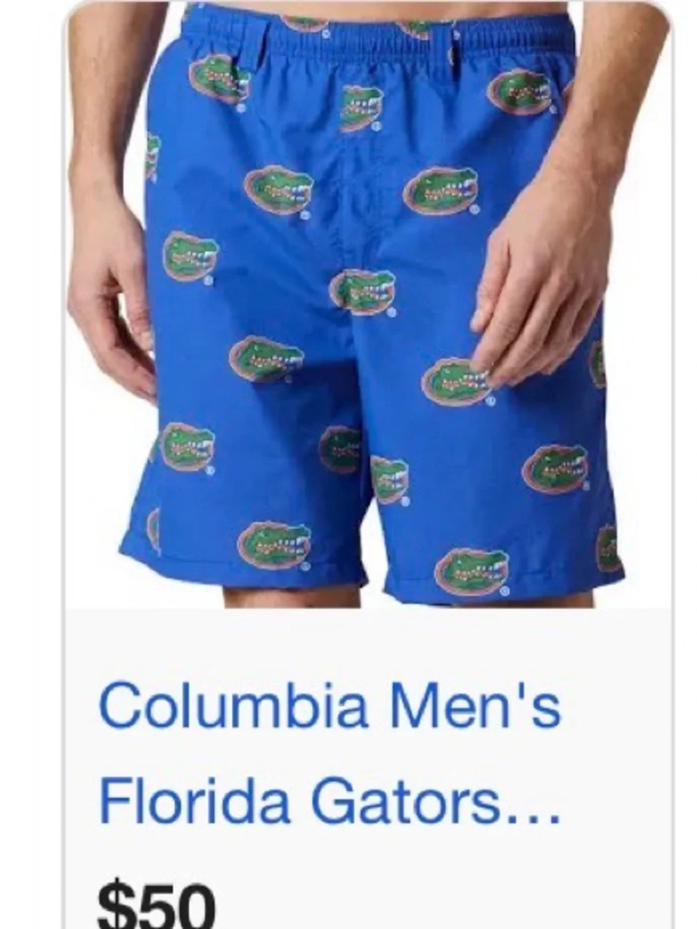 Columbia brand Royal Blue Florida Gators Logo Swim Trunks size Large